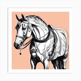 Horse On Peach Art Print