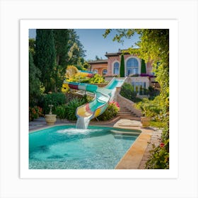 Pool With A Slide Art Print