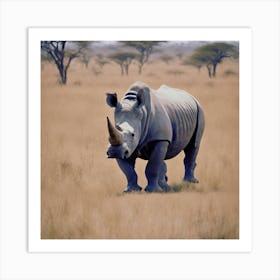 Rhino In The Savannah Art Print