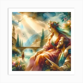 Jesus And The Woman Art Print