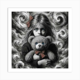 Little Girl With Teddy Bear 5 Art Print