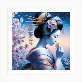 Japan Traditional Geisha Illustration By Ad 113 Art Print