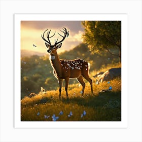 Deer In The Forest 3 Art Print