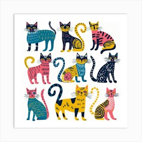 Colorful Cats 6 Art Print