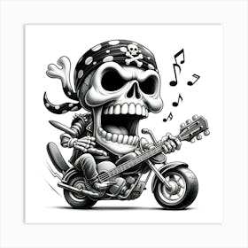 Skull On A Motorcycle Art Print