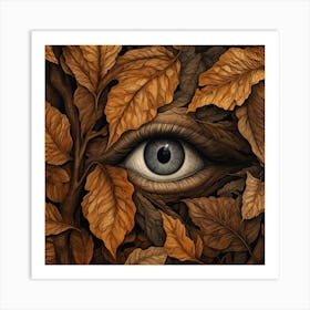 Eye In The Leaves Art Print