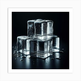 Ice Cubes On Black Background 1 Art Print