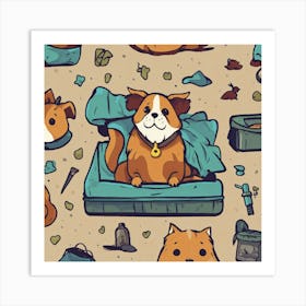 Homeless Pets Simple Sticker In Pixar Style (1) Art Print