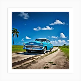 Classic Car On The Road 2 Art Print