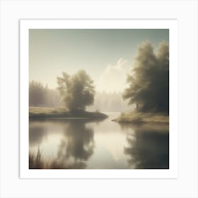 Misty Lake 1 Art Print