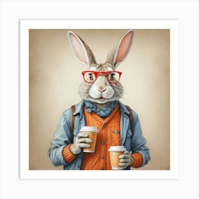 Rabbit With Coffee 1 Art Print