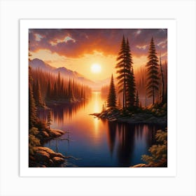 Sunset Over Lake 50 Art Print