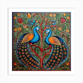 Peacocks In The Tree 1 Art Print