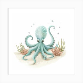 Watercolour Storybook Style Octopus 1 Art Print