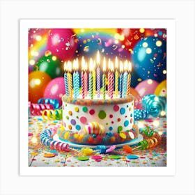 Birthday Cake With Candles Art Print