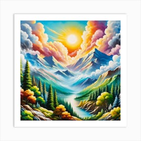 Sunrise Over The Mountains 1 Art Print