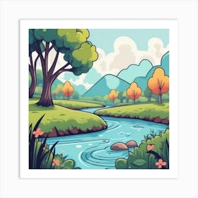 Cartoon Landscape 16 Art Print