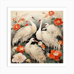 Four Cranes Art Print