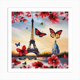 Paris With Butterflies 60 Art Print