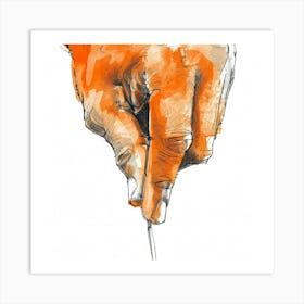 Hand Holding A Pencil Art Print