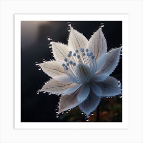 White Flower With Water Droplets 1 Art Print