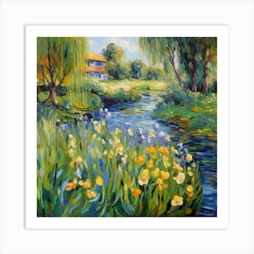 Floral Fusion: Monet's Riverside Elegance Art Print