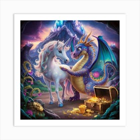 Unicorn And Dragon Art Print