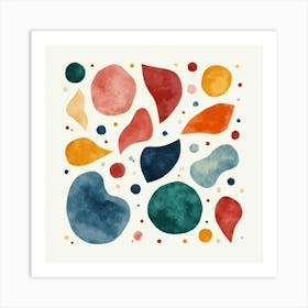 Contemporary Art Installation In Watercolor, With Abstract Shapes And Vibrant Colors Art Print