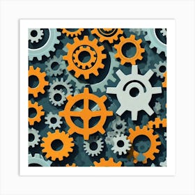 Seamless Gears Pattern Art Print