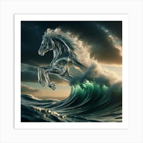 Horse In The Ocean Art Print