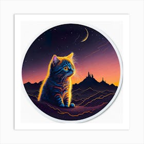 Cat Colored Sky (90) Art Print