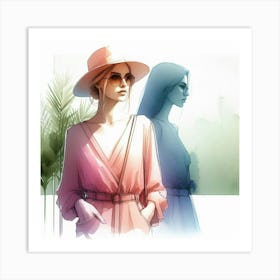 Two Women In Hats Art Print