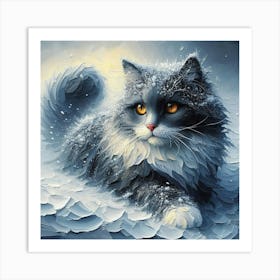 Snow Cat Painting Art Print