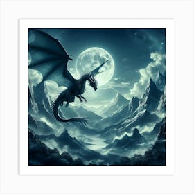 Dragon In The Night Sky 1 Art Print