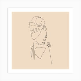 Black woman Line art Art Print