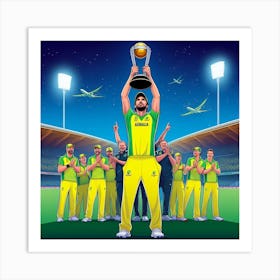 Australian Cricket Team Holding Trophy Art Print