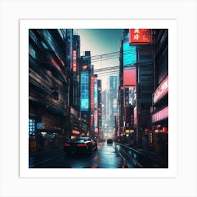 City In The Rain Art Print