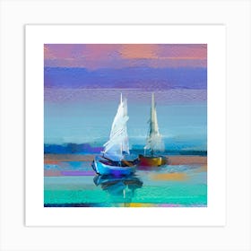 Sailboats.Printed wall painting, high-level art. Art Print