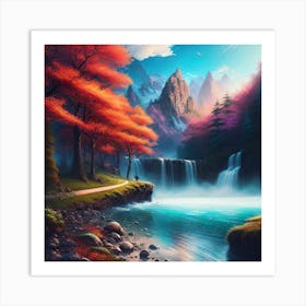 Waterfall In The Forest 32 Art Print