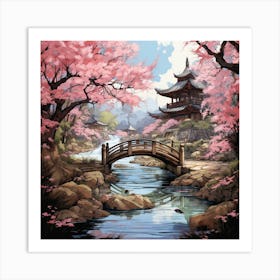 Cherry Blossom Bridge Art Print