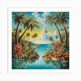 Palm Trees In The Water Art Print