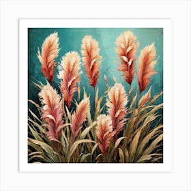 Default Flower Motif Painting Fountain Grass 1 Art Print Art Print