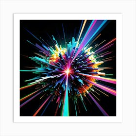 Laser Explosion Glitch Art 11 Art Print