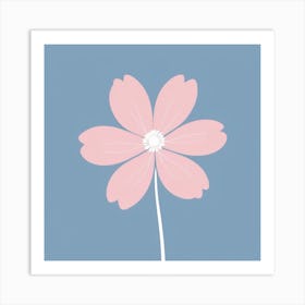 A White And Pink Flower In Minimalist Style Square Composition 659 Art Print
