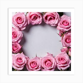 Pink Roses In A Circle 1 Art Print