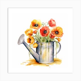 Marion Metal Watering Can With Iceland Poppies Watercolor White A4d0f81b 441e 45f9 869a Fbf2cf05de1d Art Print