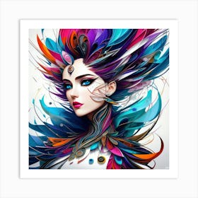 Aquarela Oil Paint Girl (52) Art Print