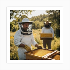 Beekeepers Inspecting Hives Art Print