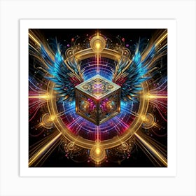 Cube With Wings 2 Art Print