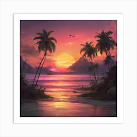 Sunset At The Beach 12 Art Print